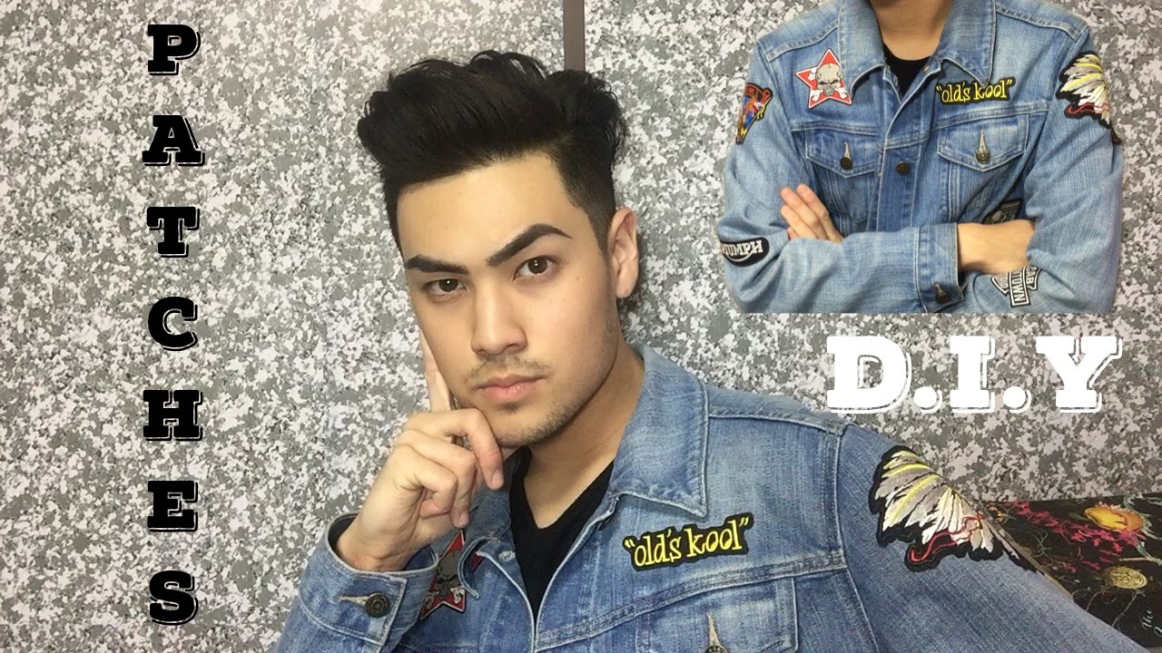 jaqueta jeans com patches masculina