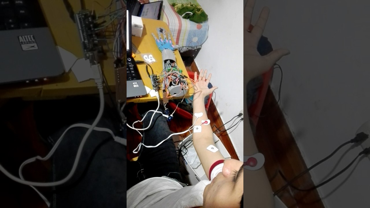 Funcionamiento del brazo con el sensor muscular