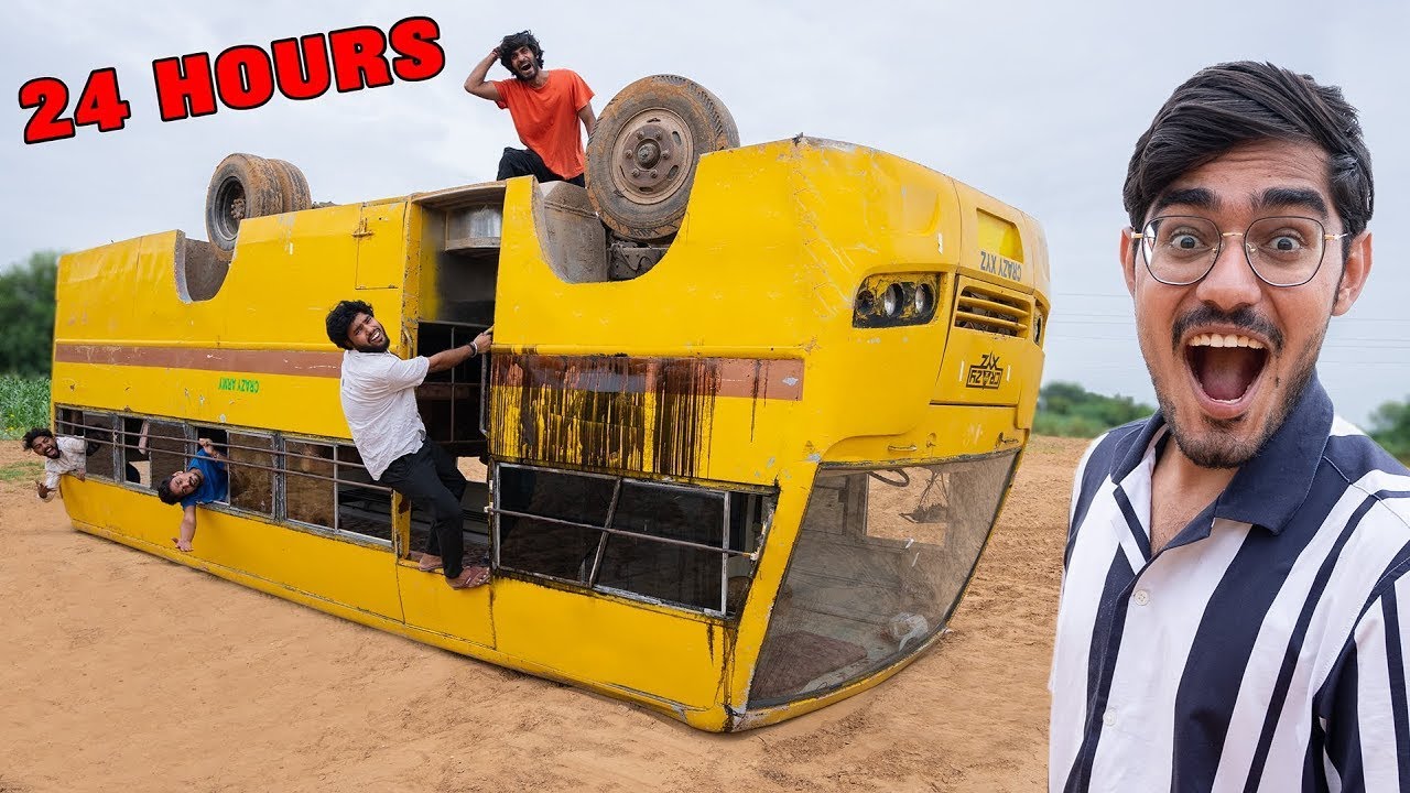 ₹100000 Flipped Bus Challenge   बस पलट गई मरते मरते बचे😭