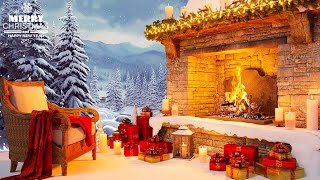 Relaxing Christmas Music Snow Falling 🎄 Christmas Fireplace Background 🔥 Merry Christmas 2024