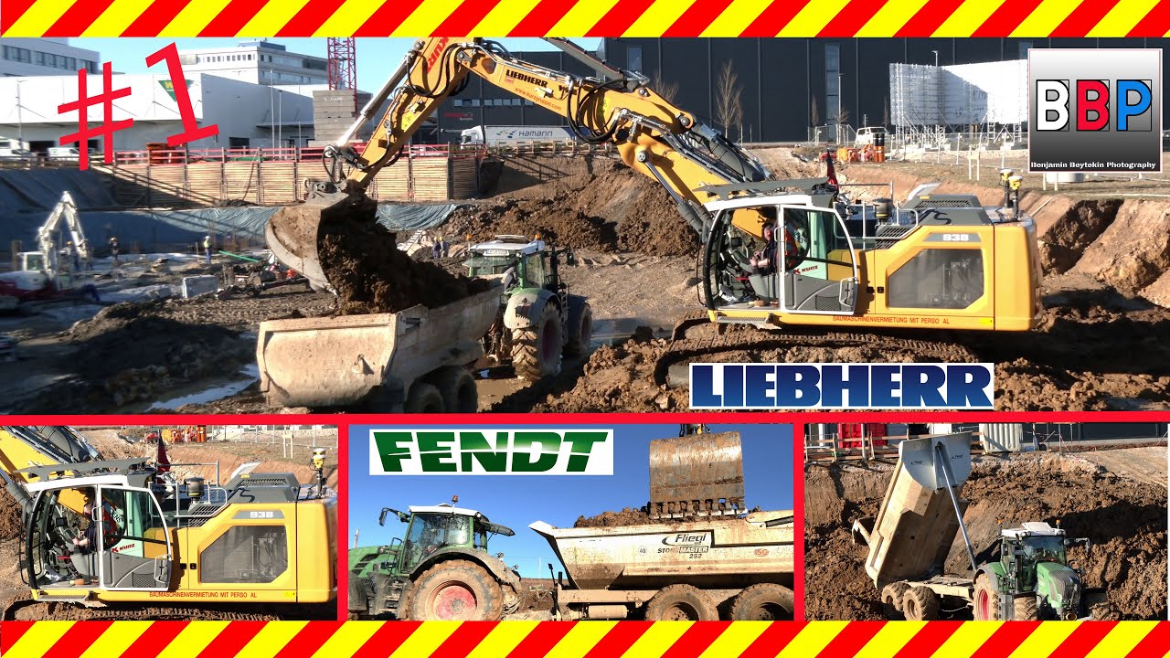 Liebherr R 938 VA & Fendt 828 Vario, Baugrubenaushub, Filderstadt, 09.02.2022. #1