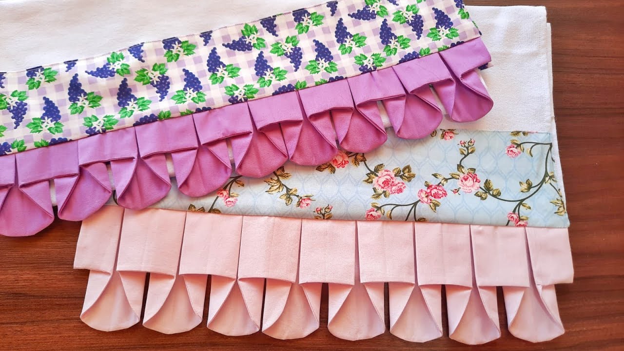 Pano de prato com barrado de tecido LINDO E DIFERENCIADO