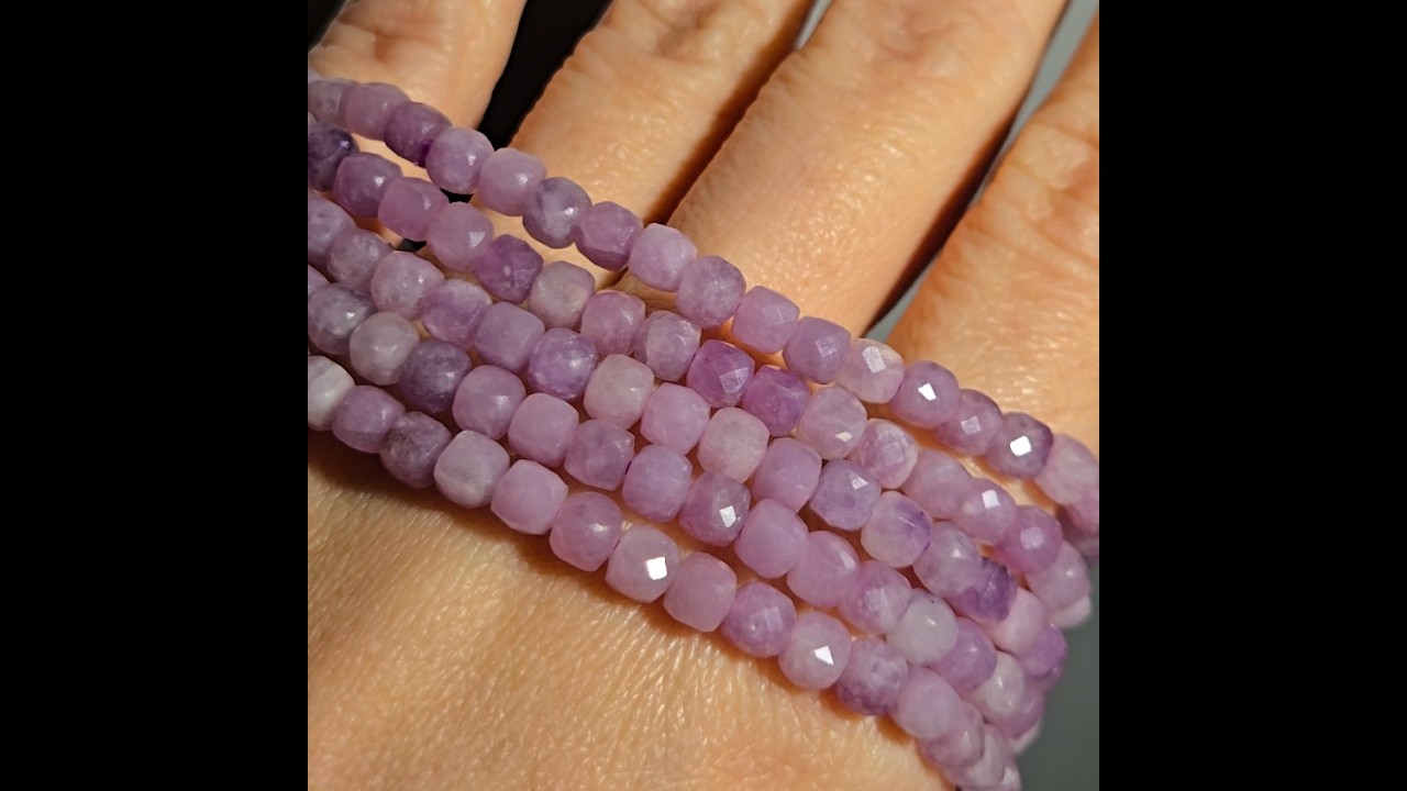 Faceted lepidolite bead bracelets - JW84
