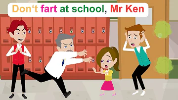 Ella helps teacher Ken not fart - English Funny Animated Story - Ella English