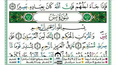 سورة يس مكتوبة برواية ورش عن نافع كاملة " الشيخ حمزةالجزائري" ( surah yassen ) quran
