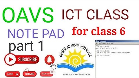 NOTE PAD -1 //class 6 computer oavs//how to use a notepad in computer or laptop