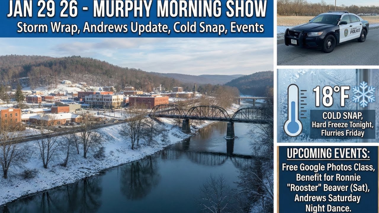Jan 29 26 - Murphy Morning Show: Storm Wrap, Andrews Update, Cold Snap, Events