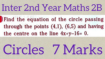 Equation of circle passing through (4,1),(6,5)& having centre on line 4x+y-16=0@maths naresh eclass
