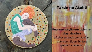 Representacao em polymer clay Mulher sentada com joelho dobrado Adele Herms Egon