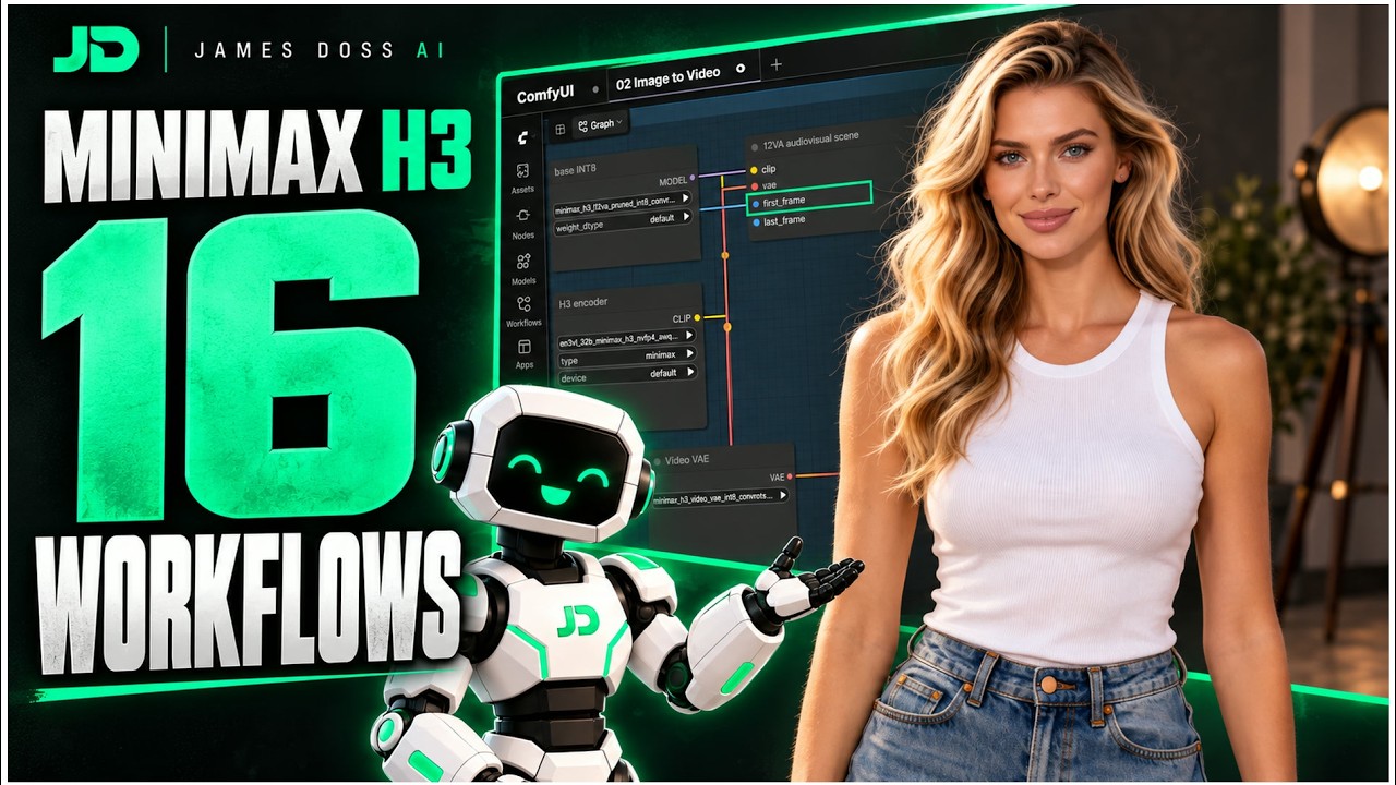 Ultimate MiniMax H3 ComfyUI Tutorial: 16 Workflows Explained — James Doss AI video thumbnail