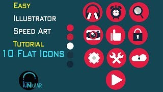 Speed Drawing, 10 flat icons, How to Draw Flat icons for UI design, Adobe Illustrator Tutorial
