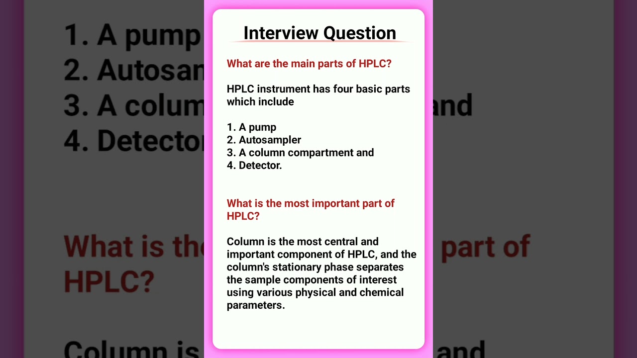 Interview questions | HPLC 