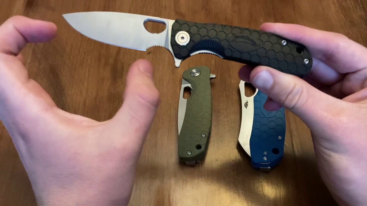 Comparing the 3 sizes of Honey Badger Knives YouTube