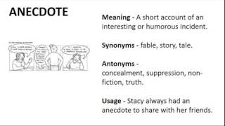 Vocabulary Made Easy  Meaning of Anecdote, Synonyms, Antonyms and its Usage