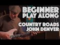 Take Me Home Country Roads Beginner Play Along using Justin's Beginner Song Course App Guitaraoke