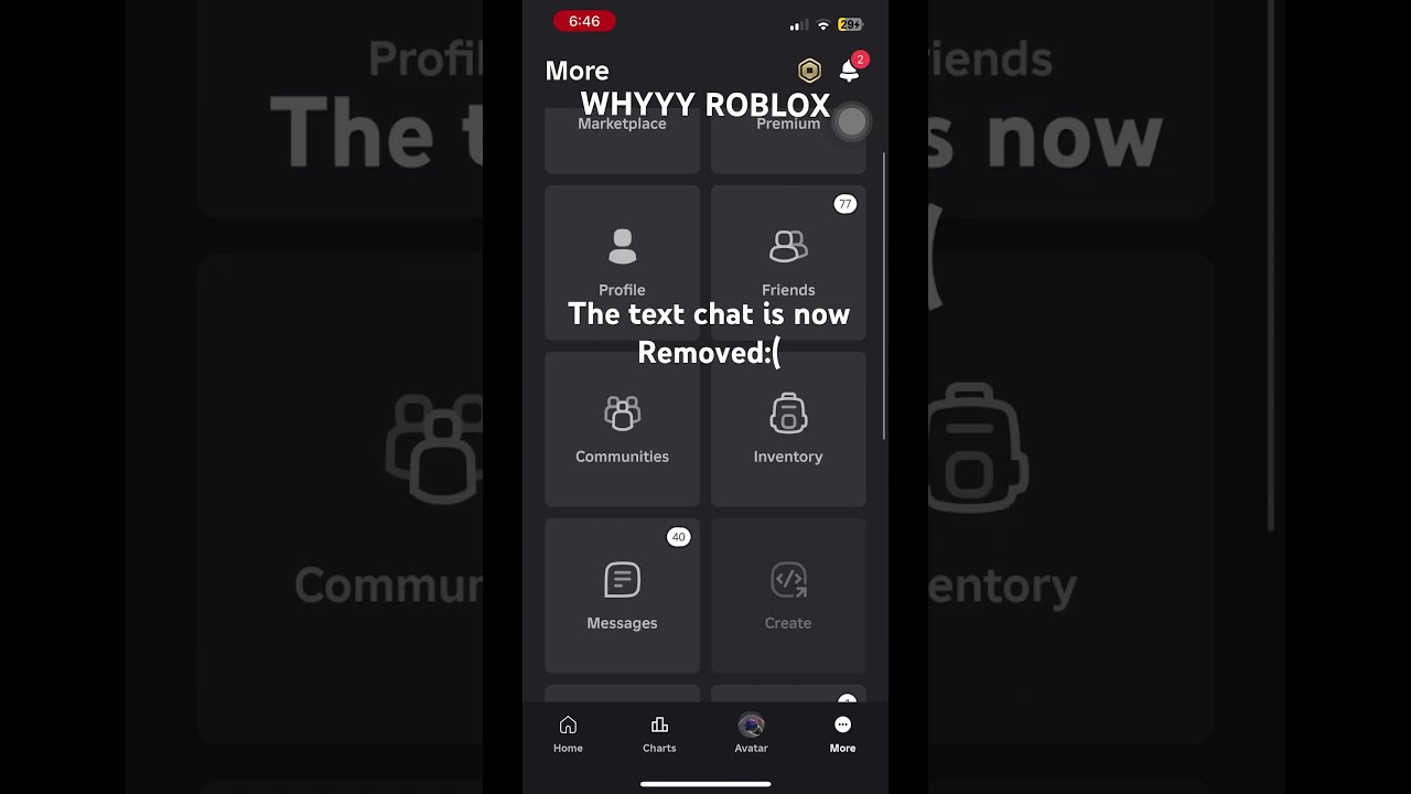 WHYYY NOOO ROBLOX ADD The Text Chat Back Fyp Viral Roblox Sad