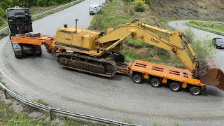 Transporting The Caterpillar 245 Excavator With Goldhofer Trailer  Fasoulas Heavy Transports  4k