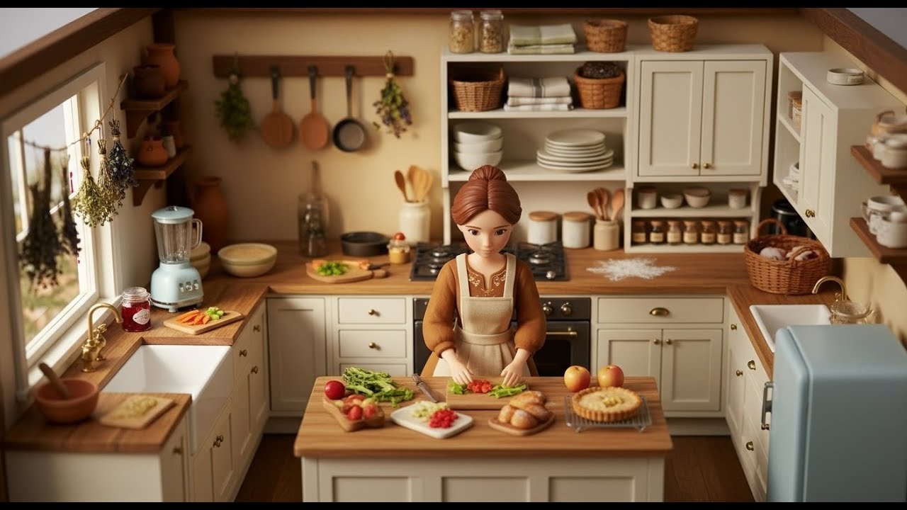 Dollhouse Kitchen: Strawberry Picking | Cooking ASMR | Miniature Countryside Life