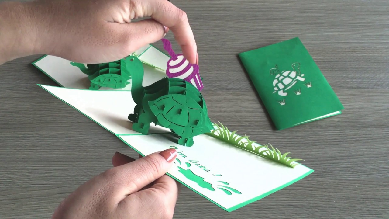 Turtle pop up card birthday pop up card pop up card manufacturerpop