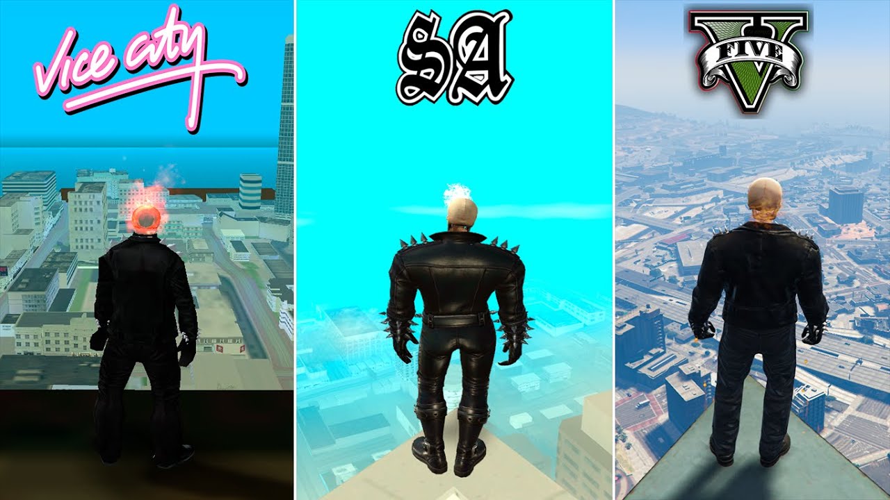 Ghost Rider Jumping from the highest points in GTA Games