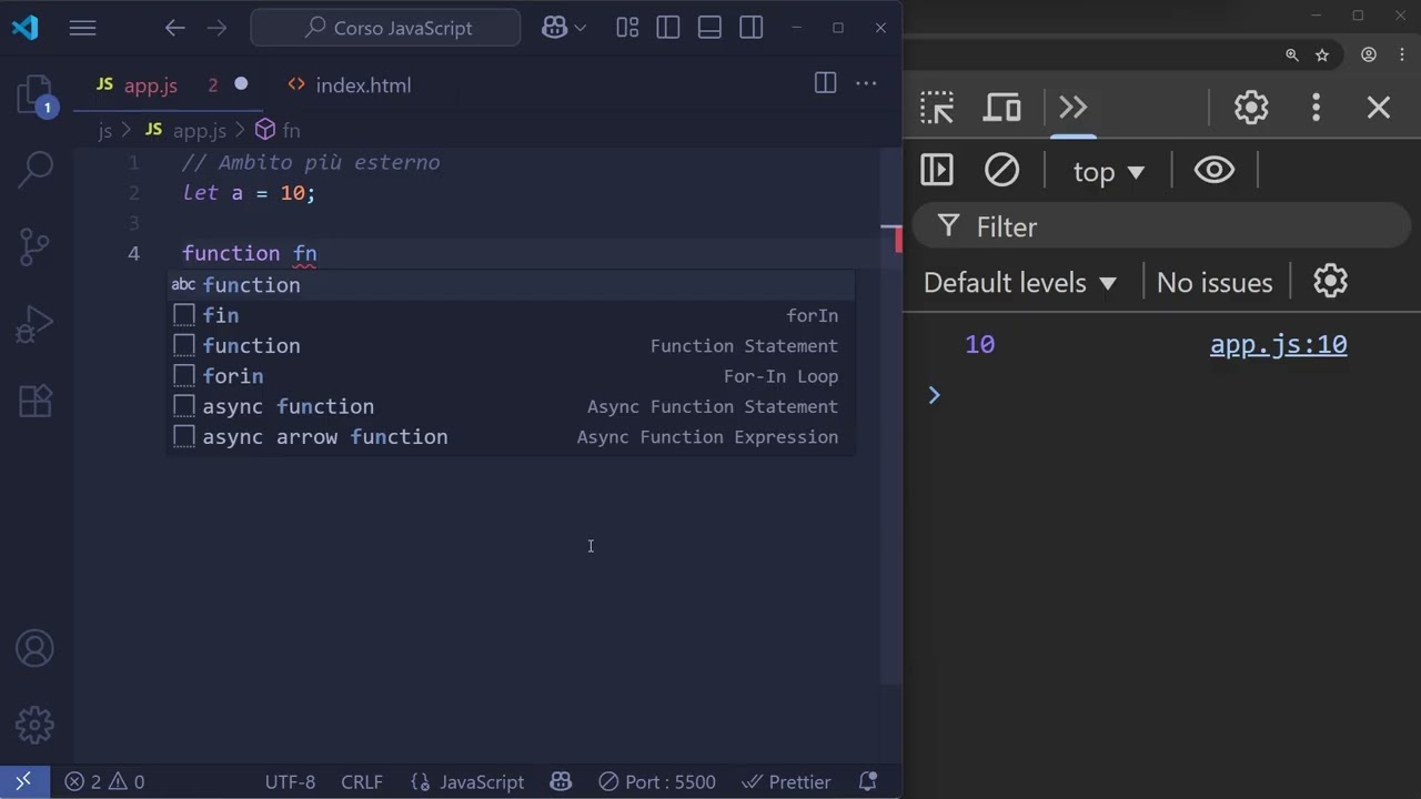 Maestro JavaScript: Ambiti interni ed esterni.