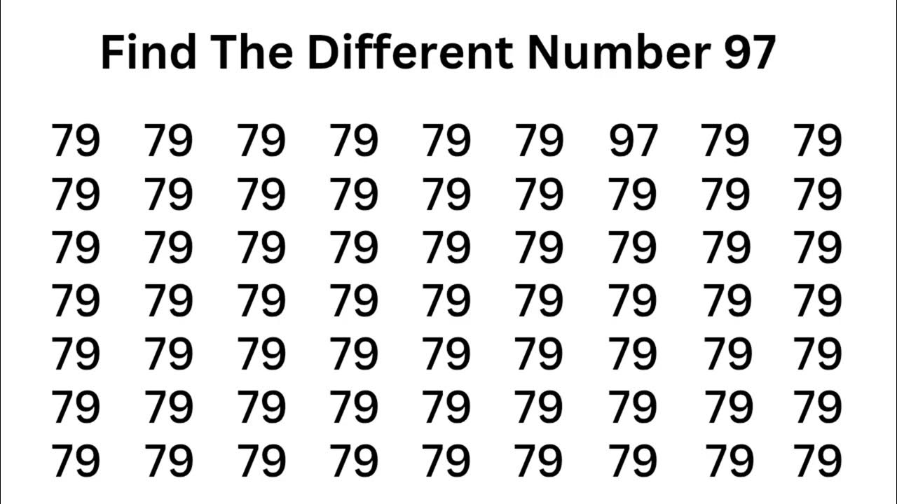 Find the different number 97 within 20 second youtube