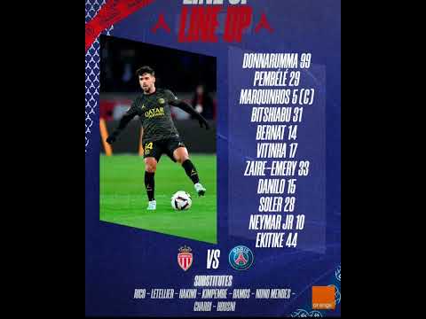 تشكيلة الفريقين باريس سان جيرمان موناكو كرة القدم الدوري الفرنسي باريس سانجيرمان