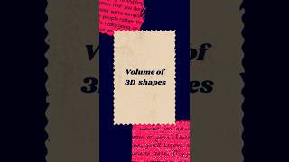 Volume of 3D shapes☑️🤝 #youtubeshorts #youtube #shorts #trending #shortsvideo #viralshorts #maths