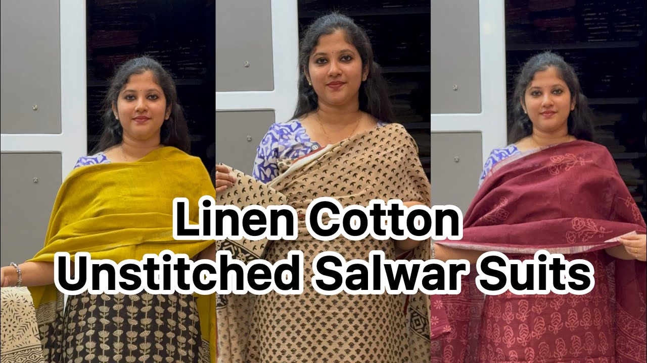 Linen Cotton Unstitched Salwar Suits@Eza_fabz 