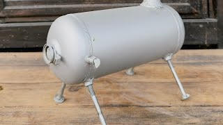 картинка: Мини печь на дровах из огнетушителя!Легкая,эффективная и экономичная печь в палатку!