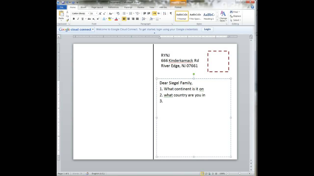 Creating a postcard in Word In Microsoft Word 4x6 Postcard Template 2