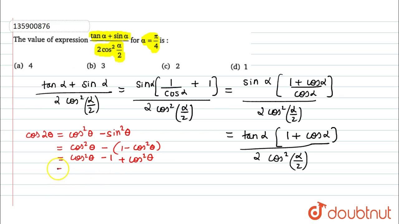 Tan alpha 2. Tan ( Alpha + (3 Pi)/2 ). Cos^2 Alpha + (tan^2 Alpha - 1)/(tan^2 Alpha + 1).