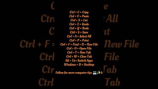 Top 15 Computer Shortcut Keys You Must Know 🔥 #shorts #computer #shortcutkeys #tech