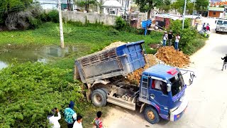 Perfect  Opening a new Project Landfilling using Bulldozer komatsu DX51 and team work Dump truck 5T.