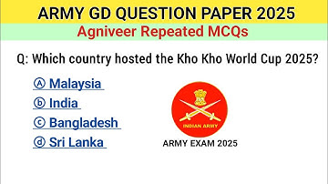 Army bharti 2025 | Army GD previous year question paper | Agniveer exam question paper 2025