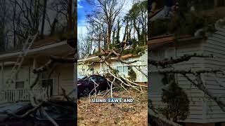 This house was destroyed by a large tree falling on it. #feedshorts #wood #woodworking #arborist