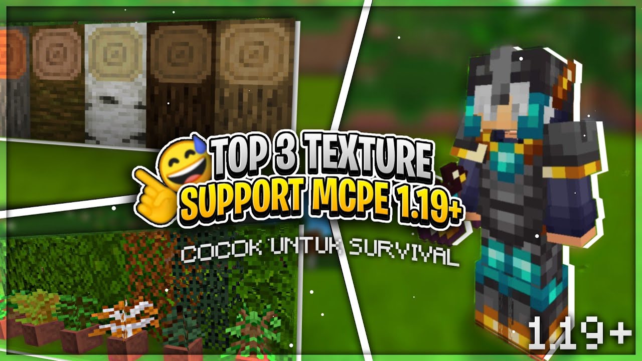 Top 3 Texture Pack Cocok Untuk Survival || Support MCPE 1.19+ - YouTube