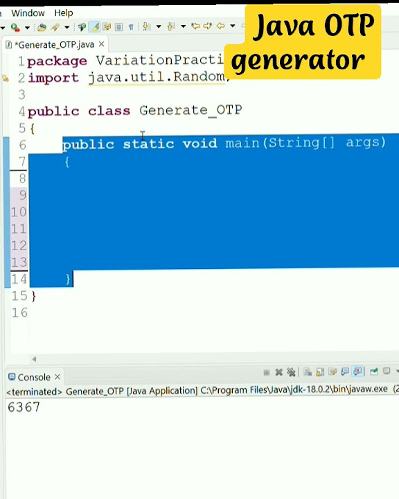 Otp generation code in java java programming youtube