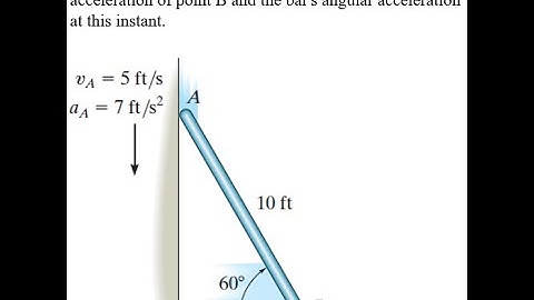 Dynamics, Hibbeler, Ch 16 problem 103, Relative Motion - Acceleration & angular acceleration of bar