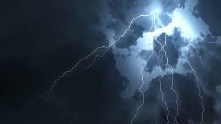 #Lightning Strikes Black Background. Electrical Storm. Blue Realistic Thunderbolts in Loop Animation
