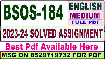 bsos 184 solved assignment 2023-24 || bsos 184 solved assignment 2024 in English || bsos 184 english