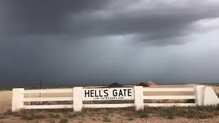 A well-titled stop on the Sturt Highway in the middle of a thunderstorm.