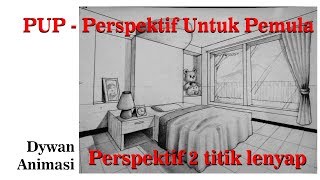 Cara mudah menggambar kamar tidur dengan menggunakan perspektif 2 titik lenyap