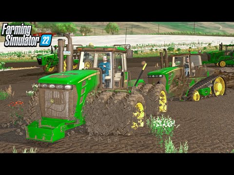 JOHN DEERE TRACTOR STUCK DEEP IN MUD! | FARMING SIMULATOR 22