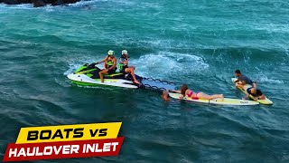 HAULOVER RESCUE UNFOLDS AFTER LADY SLIPS OFF THE ROCKS! | Boats vs Haulover Inlet