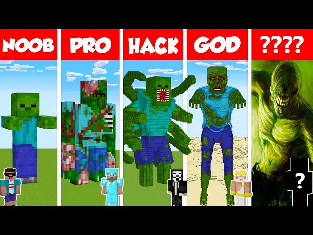 Minecraft REAL LIFE ZOMBIE HOUSE BUILD CHALLENGE - NOOB vs PRO vs HACKER vs GOD / Animation class=