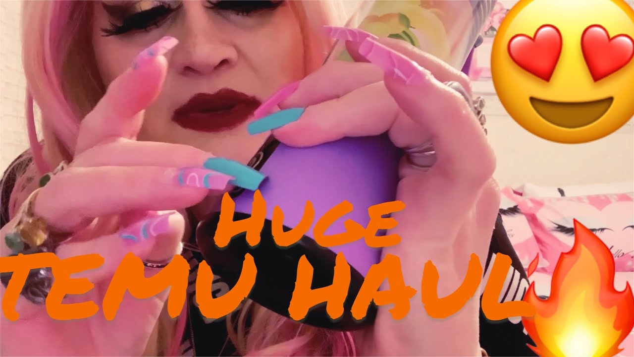 ASMR🌹COUGARTIME!  HUGE $200 TEMU HAUL, OPENING PACKAGES,CRUNCHING PLASTIC SOUNDS (PT 1)