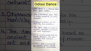 Odissi dance |learning path| handwriting paragraphs classicaldance history indiandance 10lines