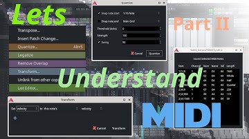 Ardour : 6.9 : Tutorial :Free Daw :Midi Editing:Part II :Quantizing,Transform,List Editor.