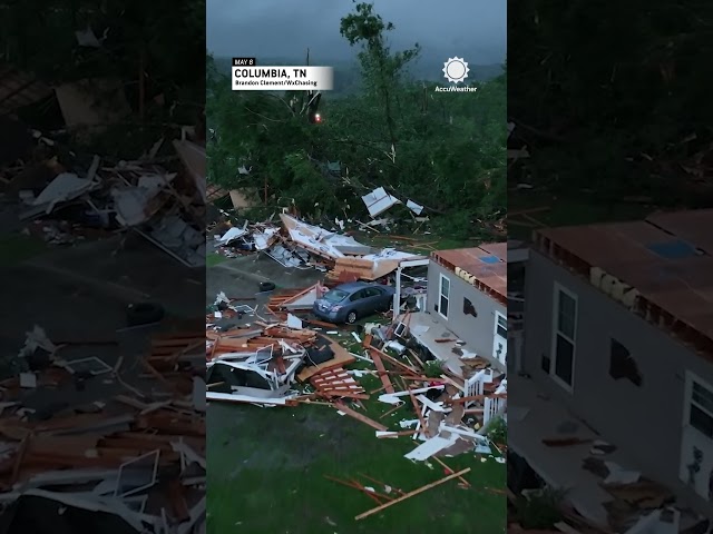 Columbia, Tennessee Tornado Destruction via Drone